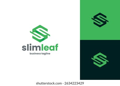 eco leaf hexagon s letter logo vector