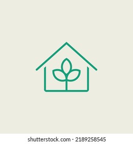eco leaf home minimalist vector logo design