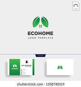 eco leaf home nature simple logo template vector illustration icon element