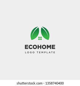 eco leaf home nature simple logo template vector illustration icon element