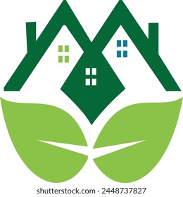 Eco Leaf Home Vector Icon, People can visit all over the world.