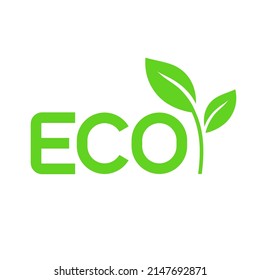 Eco with leaf icon, Ecology green energy, Eco friendly, Saving environment, Organic natural concept, Vector illustration