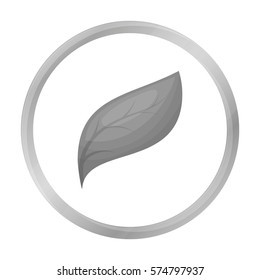 Eco leaf icon in outline style isolated on white background. Bio and ecology symbol stock vector illustration.