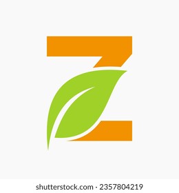 Eco Leaf Logo On Letter Z Concept With bio leaf icon