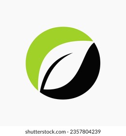 Eco Leaf Logo On Letter O Concept With bio leaf icon