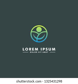Eco Leaf logo template, organic icon, Abstract people design vector illustration