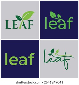 Eco Leaf Logo Variations – Clean and Green Vector Designs for Natural Brands