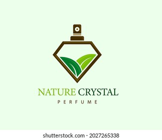 eco leaf nature crystal elegant perfume logo illustration
