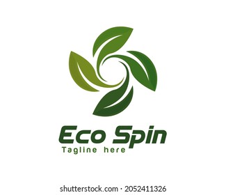 eco leaf nature spin wind energy power logo template illustration