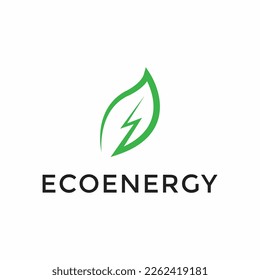 Plantilla de diseño de logotipo de hoja ecológica y perno de luz de energía eléctrica