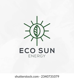 Eco Leaf Sun Energy Logo Design Vector Template. 