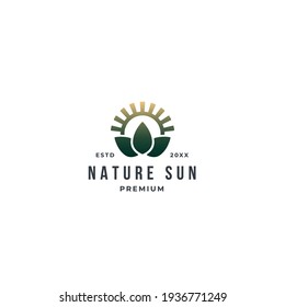 Eco Leaf Sun Logo. Nature tree icon template design vector