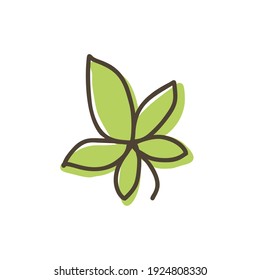 Eco-Blatt-Vektordoodzeichen für Symbol, Logo-Design einzeln auf weißem Hintergrund
