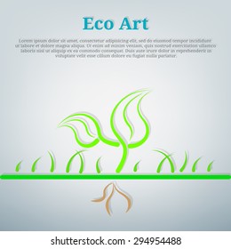 Eco leafs art. leafs with grass.