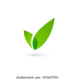 Eco leaves check mark logo icon design template elements