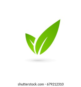 Eco leaves check mark logo icon design template elements