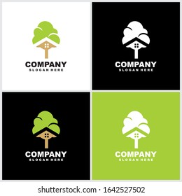 Eco leaves house logo icon design template elements