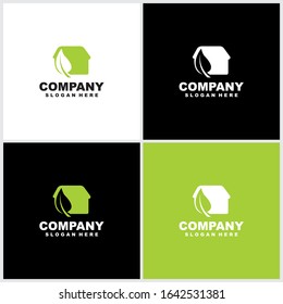 Eco leaves house logo icon design template elements
