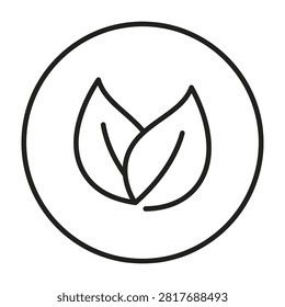 Eco leaves inside a circular icon representing nature and sustainability with earth friendly environment sustainabilit
