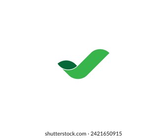 Eco Leaves Leaf Check Mark Logo Concept sign icon symbol Design Element. Checkbox, Tick Logotype. Vector illustration template