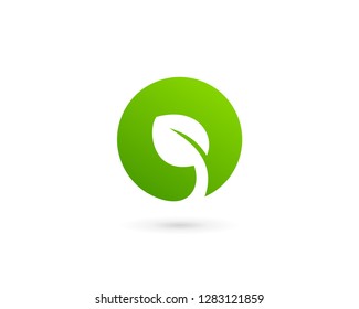 Eco leaves logo icon design template elements with letter O