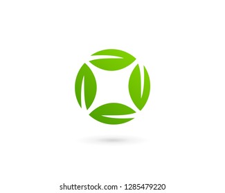 Eco leaves logo icon design template elements with letter O