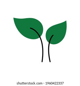 Hojas ecológicas, logotipo, icono, plantilla y elementos de diseño sobre fondo blanco aislado en color verde. Ilustración vectorial.