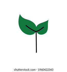 Eco leaves, logo, icon, template and design elements on white isolated background in green color. Vector illustration.