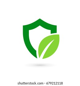 Eco leaves shield logo icon design template elements