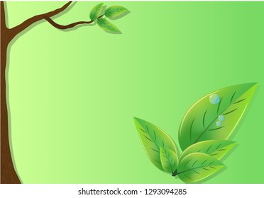 eco leaves and trees with a green background