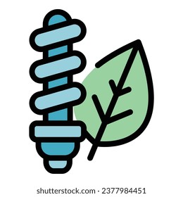 Eco led icon outline vector. Clean energy. Bio globe color flat