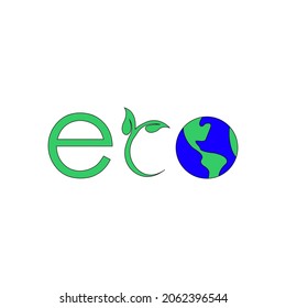 Diseño del logotipo de la letra ECO sobre fondo blanco. Ilustración del vector EPS10