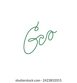 Grabación ecológica, diseño emblema o logotipo, dibujo continuo de línea, neón, pancarta, afiche, volantes, marketing, una sola línea sobre fondo blanco, ilustración vectorial aislada.