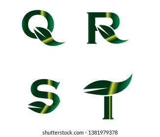 eco letters logo with leaves. - Vector QRST
