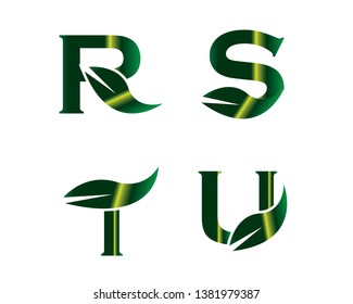eco letters logo with leaves. - Vector RSTU
