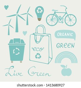 Eco life collection. Colorful set of ecological icons