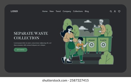 Eco Life concept. Promoting sustainability through separate waste collection practices. Families engaging in recycling efforts, understanding the importance of sorting waste, and protecting the
