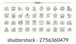 Eco Life icon pack. House simple line vector icons. Outline symbol collection. Tree icon set. Editable vector illustration.