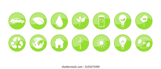 Eco life icon set. Vector illustration.