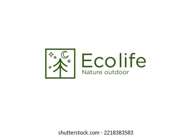 Eco life logo design pine tree icon symbol