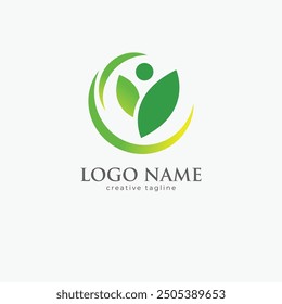 Eco life logo, organic, nature, herb, energy, leaf, green, ecology, bio logo fully editable vector template