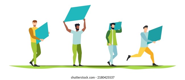 Eco life. Solar panels. People live eco life. Vector.