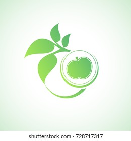 Eco lifestyle concept template. Apple with leafs.