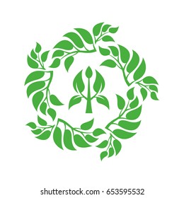 Eco lifestyle concepts illustration. Abstract deciduous frame. A frame from branches with leaves. Decorative deciduous element.