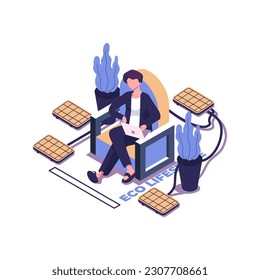 Eco lifestyle flat style isometric vector design