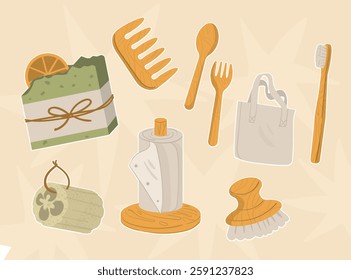 Eco Lifestyle Tool Illustration Sustainable Green Living Design Elements