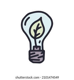eco light bulb color vector doodle simple icon