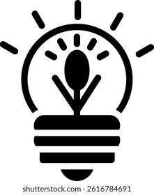 Eco Light Bulb Glyph Vector Icon Design