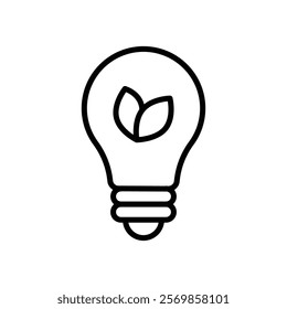 Eco light bulb icon Black and white outline vector