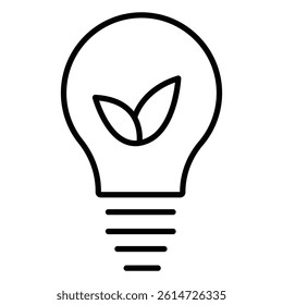 Eco light bulb icon black and white vector sign